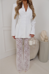 Lola white lace flared trousers