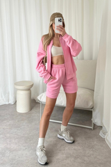 Siobhan pink bomber jacket and shorts loungewear