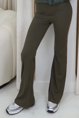 Sophie Khaki Stretch Flared Leggings Activewear