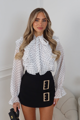 TIA BLACK GOLD BUCKLE SKIRT WITH HIDDEN SHORTS