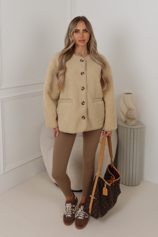 Evie Beige teddy jacket