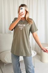 Paris Milano sage embroidered t-shirt