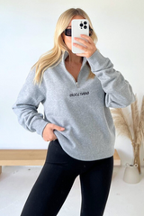 Saint Louis melange grey 3/4 zip sweater
