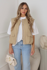 Marnie camel oversized cargo gilet