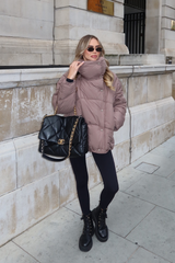 HANNAH TAUPE HIGH COLLAR COAT