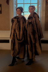 Pipa camel long faux fur coat