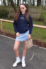 Mini I love you navy printed hoodie