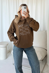 GeGe mocha embroidered oversized hoodie