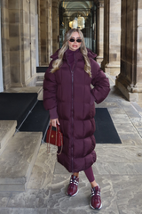 LYDIA BURGUNDY LONG PUFFER JACKET