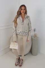 FLORENCE CAMEL KNITTED FULL ZIP HIGH NECK JACKET