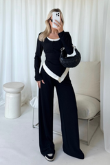 Roxy black asymmetric top & straight leg jogger loungewear