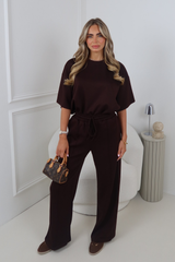FREYA CHOCOLATE BROWN WIDE LEG JOGGERS