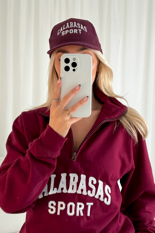 Calabasas sport burgundy embroidered cap