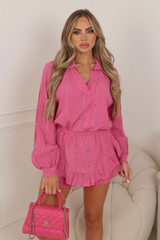 Miaa pink two piece frill short coord