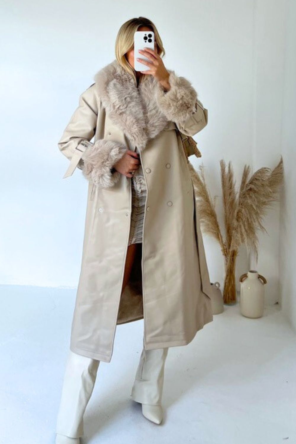 Trench coat hot sale faux fur