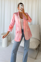 Vivienne pink tie dye ruched sleeve blazer