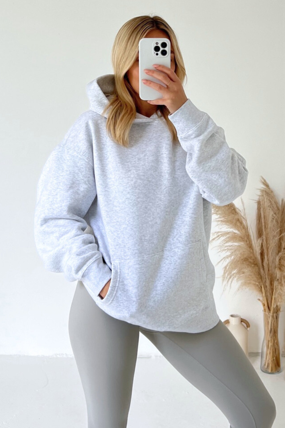 Melange grey oversized hoodie premium essentials Glamify Famous For Loungewear