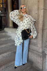 Lottie beige polka dot sheer blouse