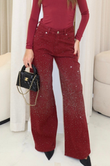 Alex burgundy diamante jeans