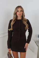 MAYA CHOCOLATE KNITTED BUTTON UP CARDIGAN
