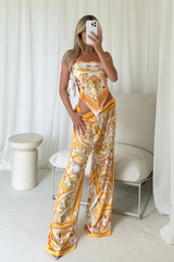 Olivia yellow floral pattern bandana trouser co-ord One size (6-12) Co Ord