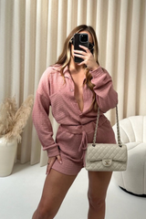 Sabrina pink cheesecloth shirt short co-ord ONE SIZE (6-10) Co Ord