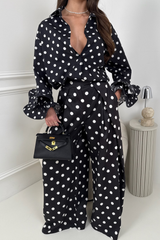 JANE BLACK POLKA DOT RUFFLE CUFF SHIRT