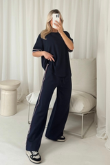 Eva navy t-shirt straight leg jogger loungewear