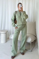 Rosie pistachio bomber jacket and straight leg jogger loungewear