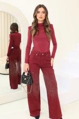Alex burgundy diamante jeans