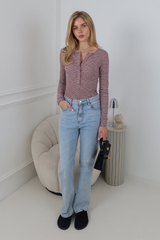 ELLIE PINK STRIPED BUTTON UP LONG SLEEVE TOP