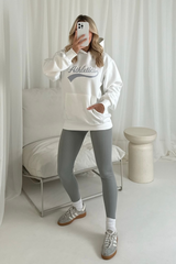 Athletics white embroidered hoodie and seamless legging set