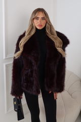 OLIVIA DARK CHERRY FAUX FUR COAT