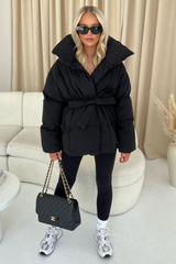 Alaska Black Short Padded Duvet Button Up Coat Coats & Jackets
