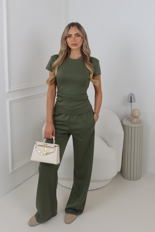 DAPHNE KHAKI TOP & TROUSER CO ORD
