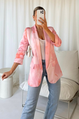 Vivienne pink tie dye ruched sleeve blazer