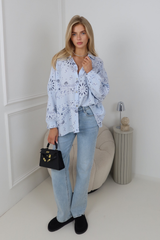 KATE BLUE PAISLEY PRINTED CHEESECLOTH SHIRT