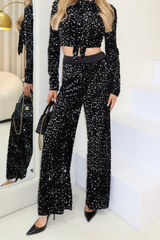 Maddie black sequin trousers