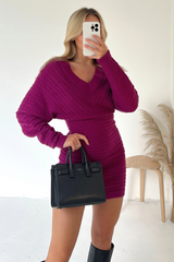 Mia purple v-neck jumper dress