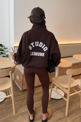 STUDIO LEISURE CHOCOLATE PRINTED 3/4 ZIP