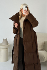 Blossom brown oversized long padded duvet coat