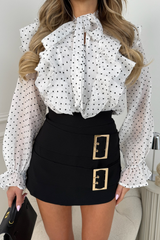 TIA BLACK GOLD BUCKLE SKIRT WITH HIDDEN SHORTS