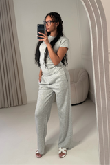 DAPHNE MARL GREY TOP AND TROUSER CO ORD TWO PIECE SET