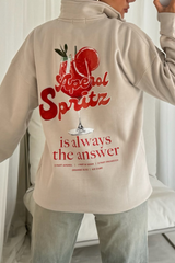 Aperol Spritz bone 3/4 zip up printed sweater