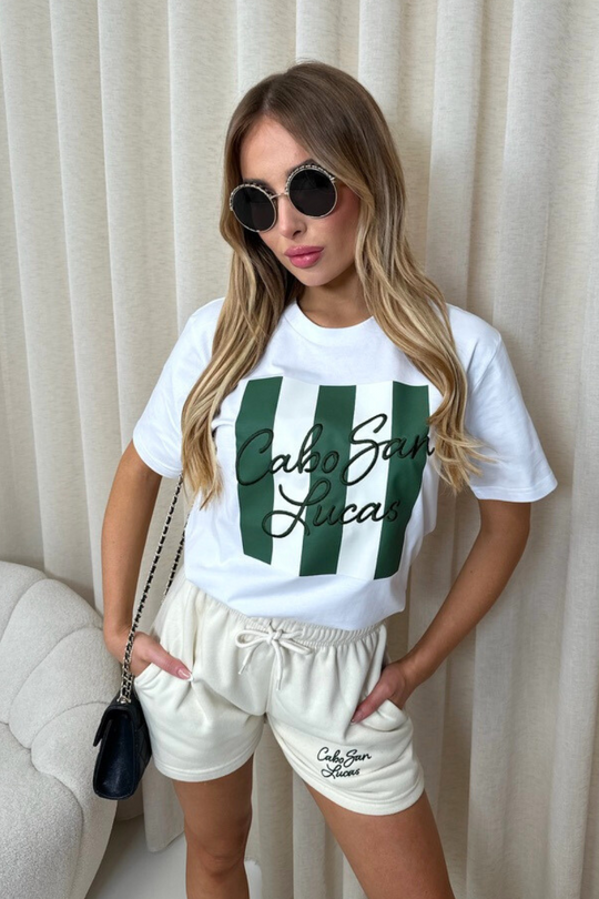 Cabo green embroidered premium t-shirt and shorts