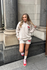 Leisure club bone printed 3/4 zip sweater shorts loungewear