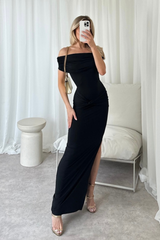 Sasha black off the shoulder maxi dress