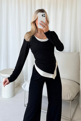 Roxy black asymmetric top & straight leg jogger loungewear
