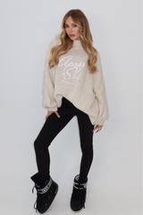 Apres Ski cream embroidered oversized knit jumper