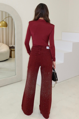 Alex burgundy diamante jeans